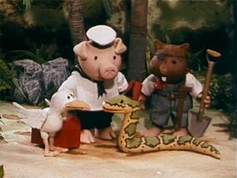 Huxley Pig on the Desert Island