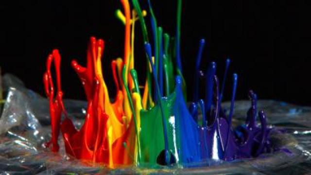 Rainbow Paint on a Speaker - 12,500fps