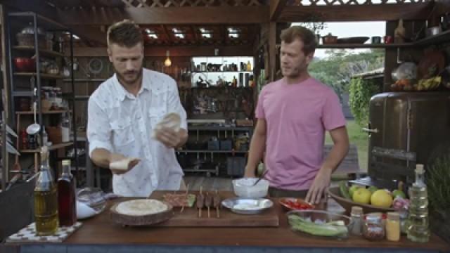 Kebab e Aspargos na Churrasqueira