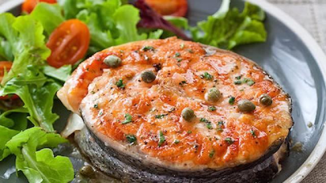 Grilled Salmon and Stuffed Tomatoes