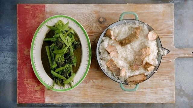 Green Tea Salmon and Modern Greek Salad