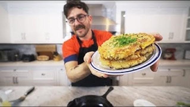 i tried making cheesy latkes (potato pancakes)