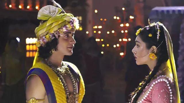 Krishna Grabs Radha's Attention