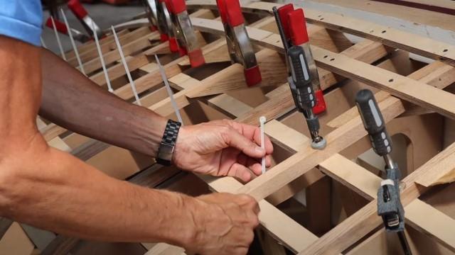 Riveting Frames To The Floor Timber And Wooden Boat School