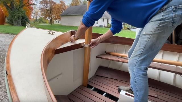 Installing And Varnishing The Mast With Custom Bronze Fittings