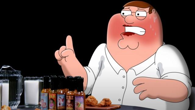 Peter Griffin Bares It All While Eating Spicy Wings