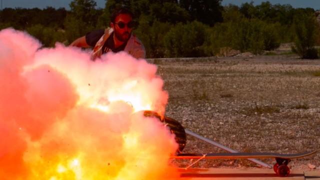 Rocket-Propelled Skateboard using a Melon