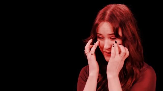 Rachel Brosnahan Flies Through The Air While Eating Spicy Wings