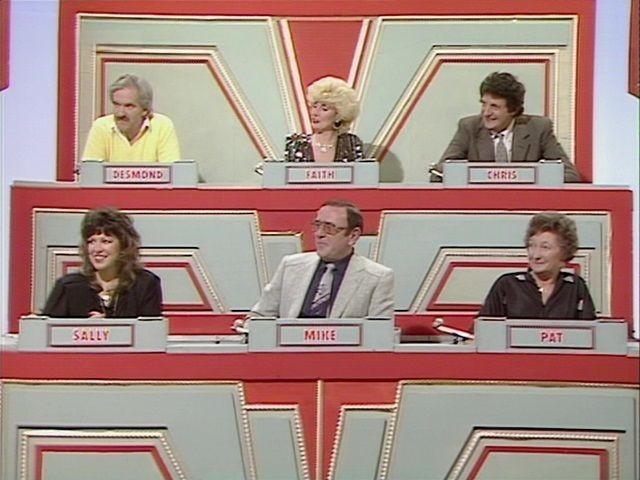 Des Lynam, Faith Brown, Chris Serle, Sally James, Mike Reid, Pat Coombs