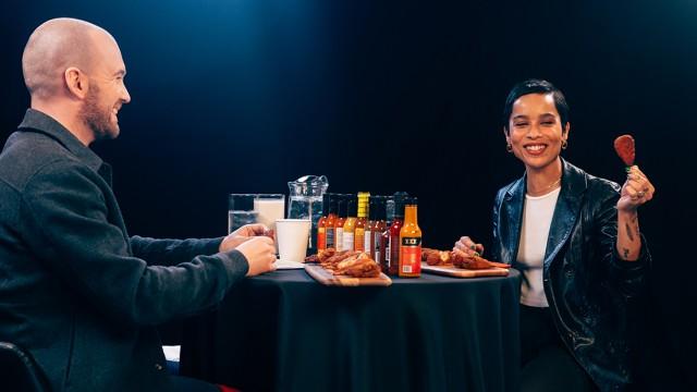 Zoë Kravitz Gets Trippy While Eating Spicy Wings