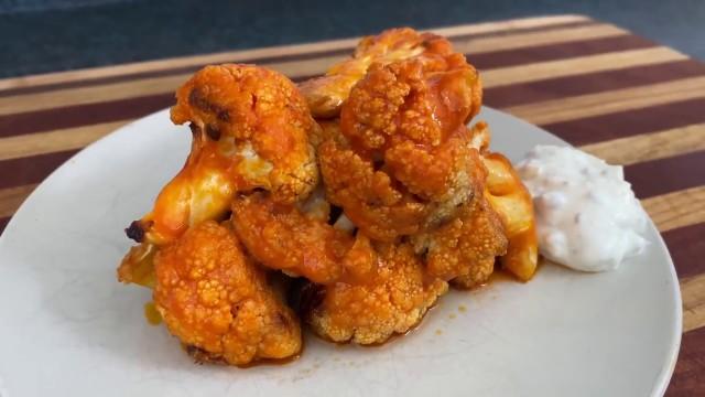 Buffalo Cauliflower Wings with Blue Cheese Dip