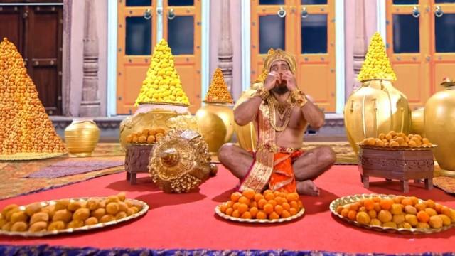 Hanuman relishes the feast