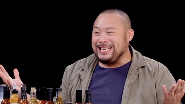 David Chang Sweats Like Crazy While Eating Spicy Wings